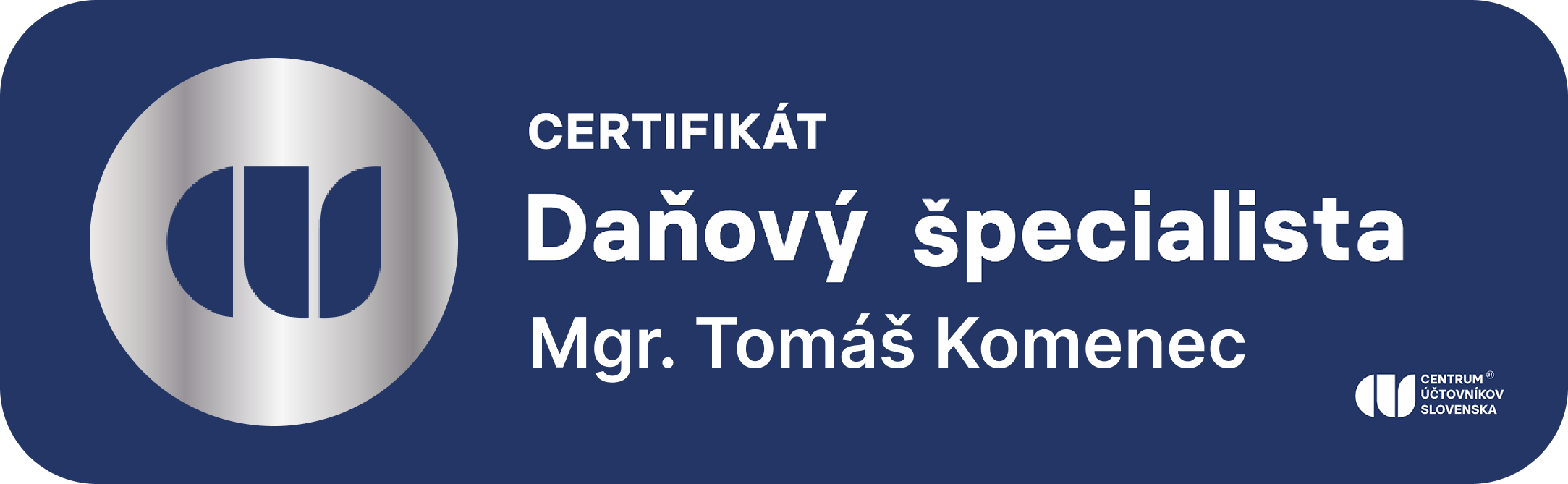 Certifikát Spoľahlivý účtovník od Slovenskej komory certifikovaných účtovníkov